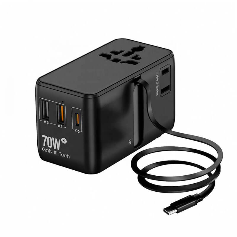 All-in-One Travel Adapter with Retractable Cable